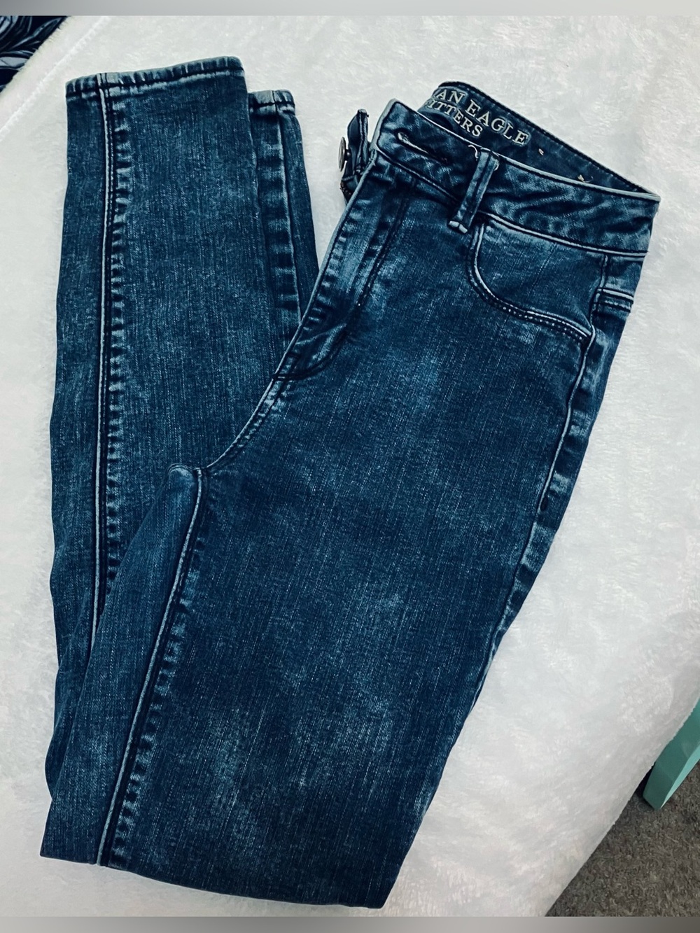 Like New Womens American Eagle Dark Sky High Blue Acid Jegging Jeans Size 4